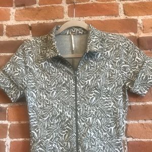 Free people green print jumpsuit